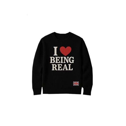 "I ❤️ BEING REAL" BLACK CREW NECK